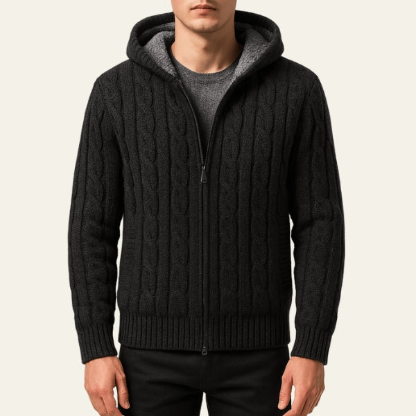 The Alpine Merino Wool Hooded Zip Cardigan