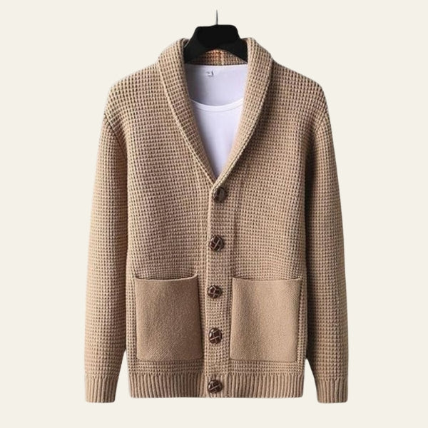 The Kyoto Waffle-Knit Shawl Cardigan