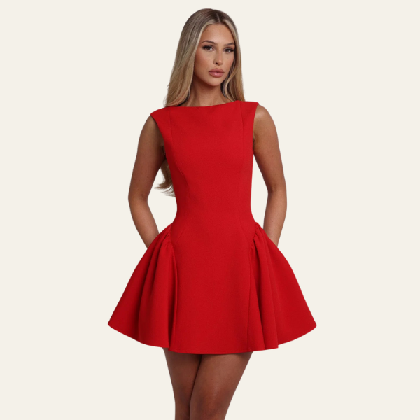 The Amalfi Red Cocktail Structured Mini Dress