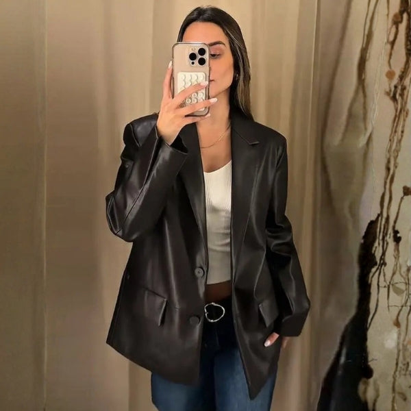 The Soho Tailored Leather Blazer