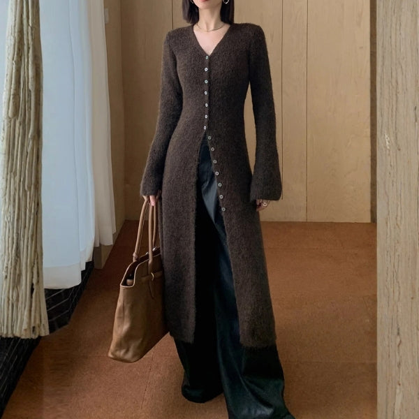 The Florence Button-Front Longline Knit Cardigan
