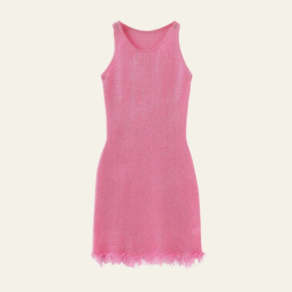 The Mykonos Fringe-Hem Knit Mini Dress