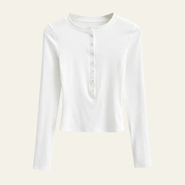 The Capri Ribbed Button Top
