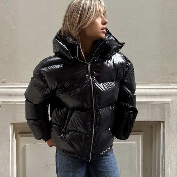 The Soho Gloss-Finish Hooded Puffer Jacket