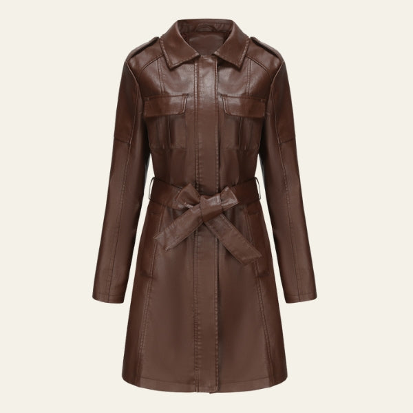 The Vienna Belted Leather Coat