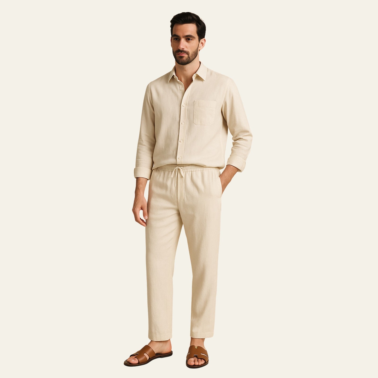 The Atlas Linen Set Beige