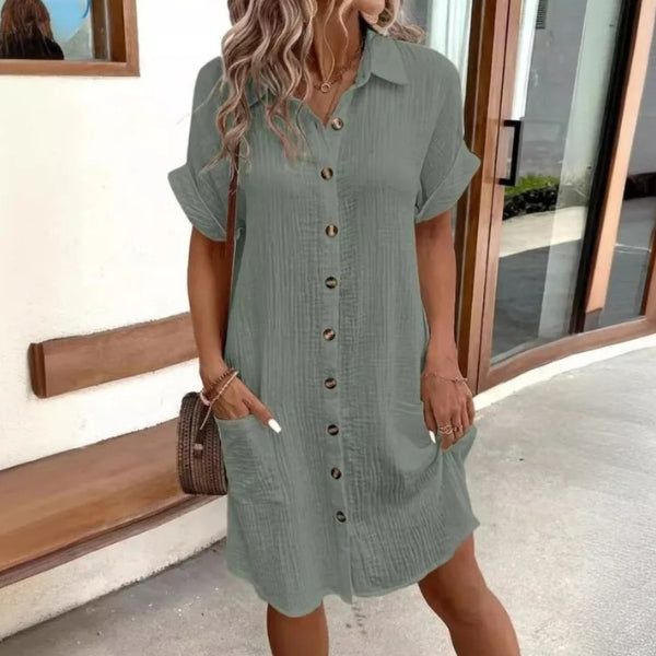 The Santorini Button-Front Shirt Dress