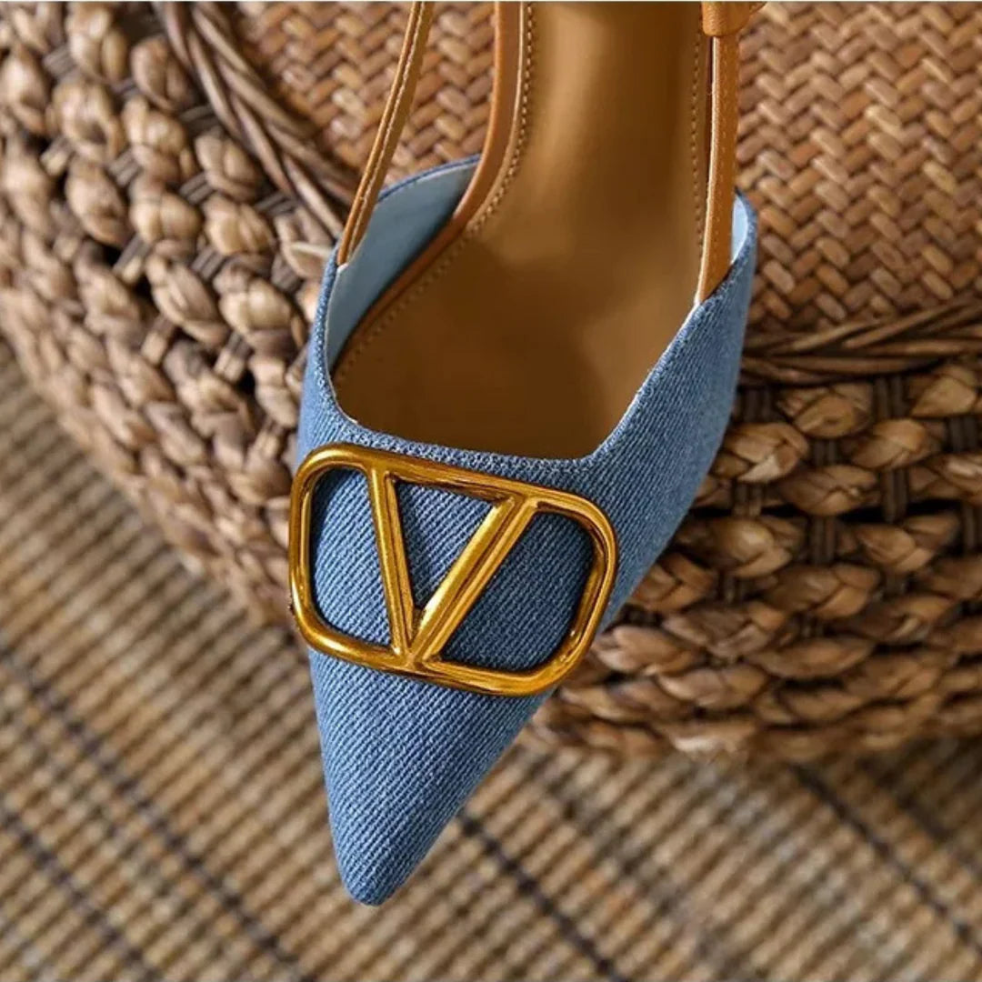 The Riviera Buckle Slingback Heels