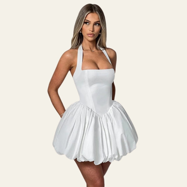The Paris Halter Bubble Mini Dress