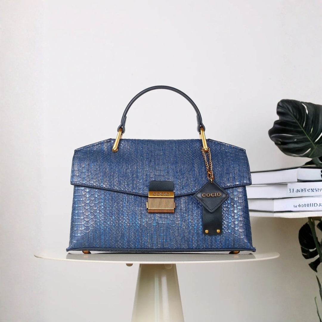 The Sorrento Snake-Texture Top-Handle Bag