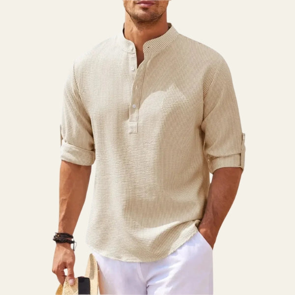 The Tangier Textured Stand-Collar Shirt