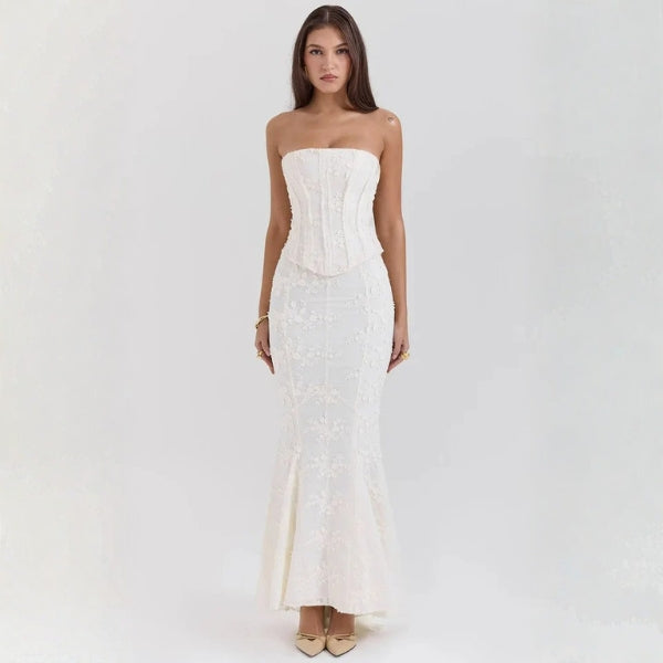 The Erica Embroidered Corset Maxi Dress