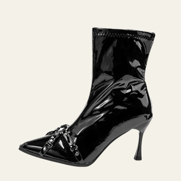 The Midnight Studded-Harness Ankle Boots