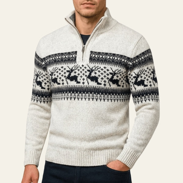 The Nordic Pattern Quarter-Zip Knit
