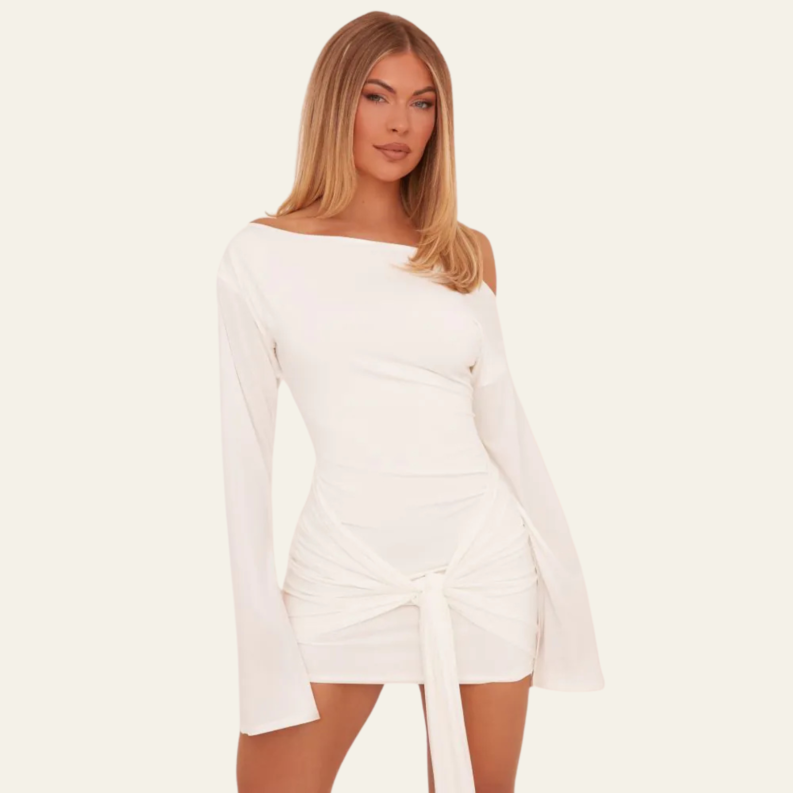 The Cannes White Draped Mini Dress
