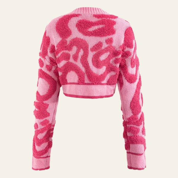 The Kyoto Textured Pink Knit Cardigan