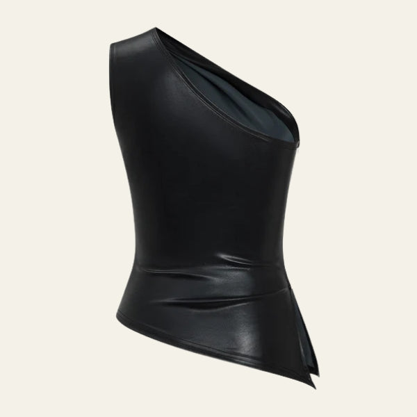 The Verona Asymmetric Leather Top