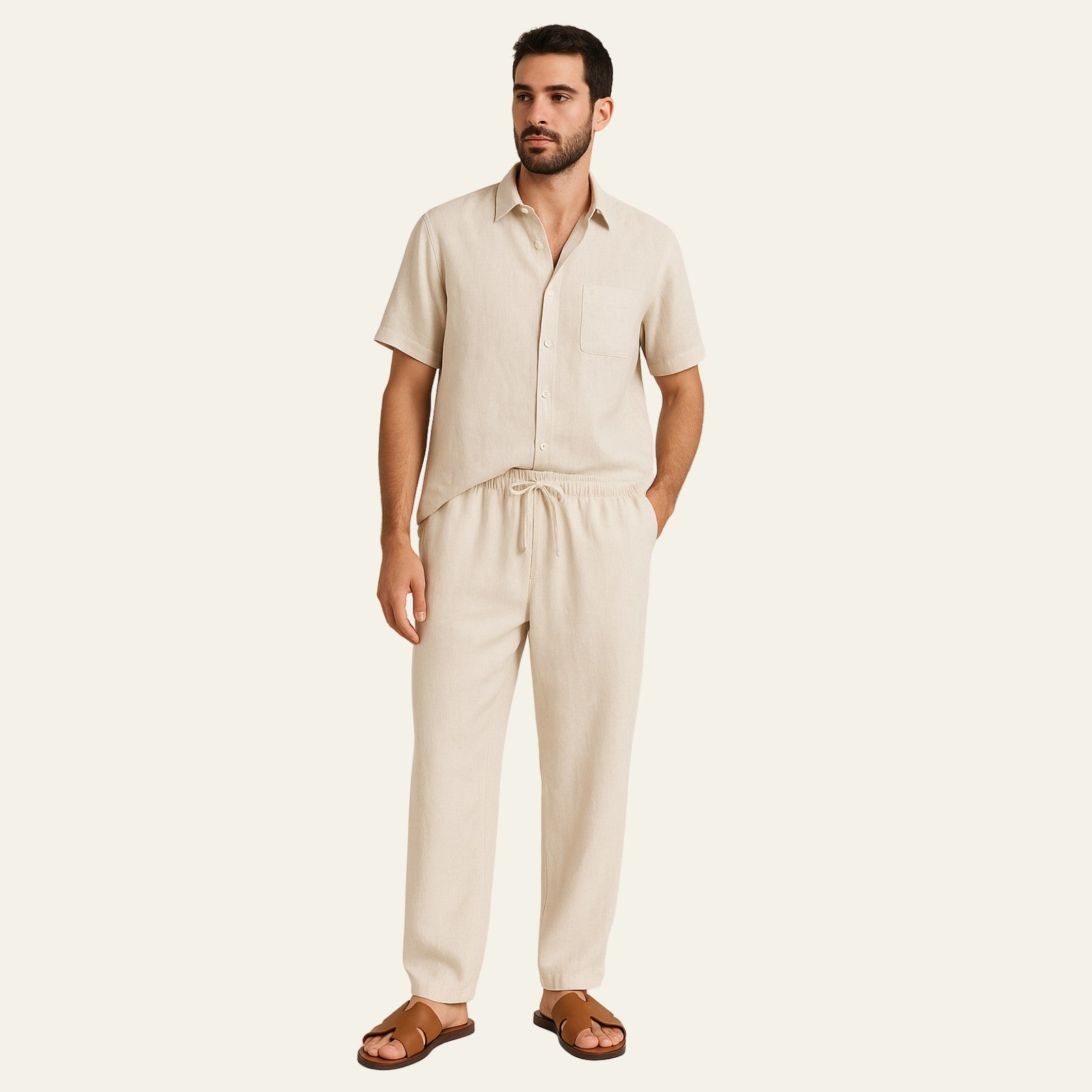 The Provençal Linen Set Beige