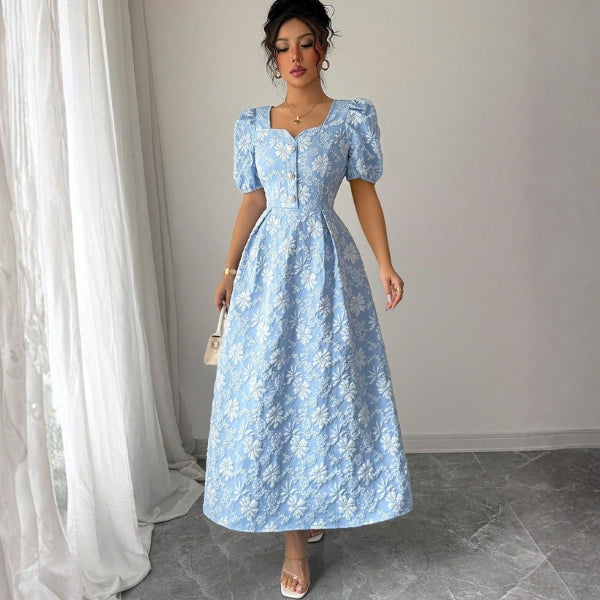 The Santorini Floral Textured Maxi Dress