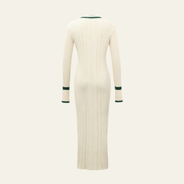 The Capri Contrast-Trim Ribbed Maxi Dress