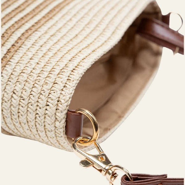 The Sorrento Striped Straw-Effect Crossbody Bag