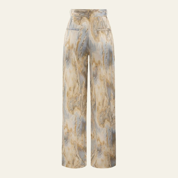The Capri Marble-Print Wide Leg Trousers