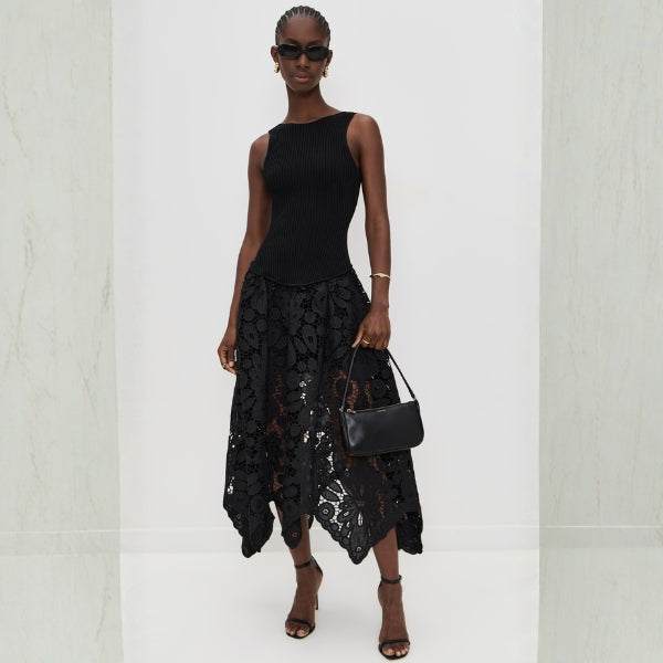 The Kensington Open-Back Lace Midi Dress