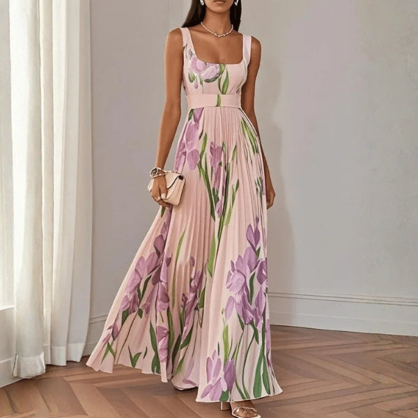 The Ivana Pleated Floral Maxi Dress