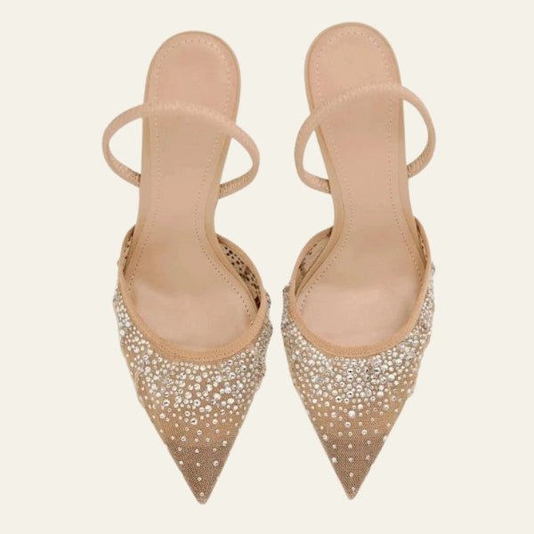 The Capri Mesh-Crystal Heels