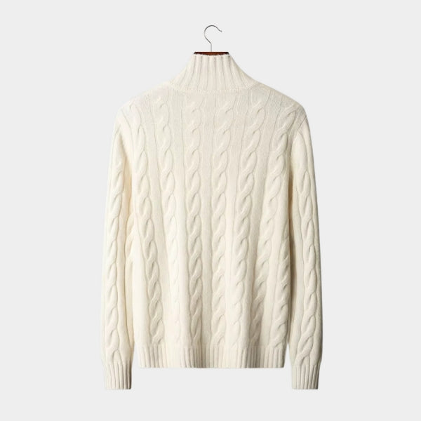 The Cortina Merino Wool Cable Zip Knit