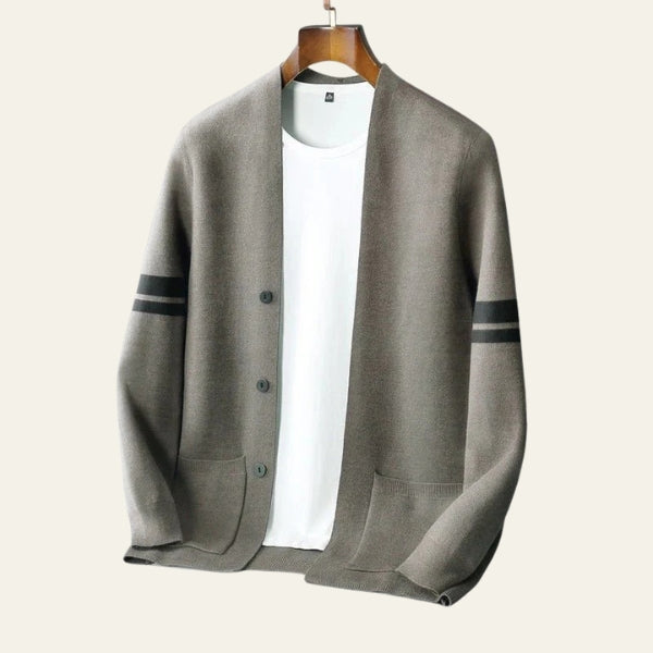 The Kyoto Stripe-Sleeve Knit Cardigan