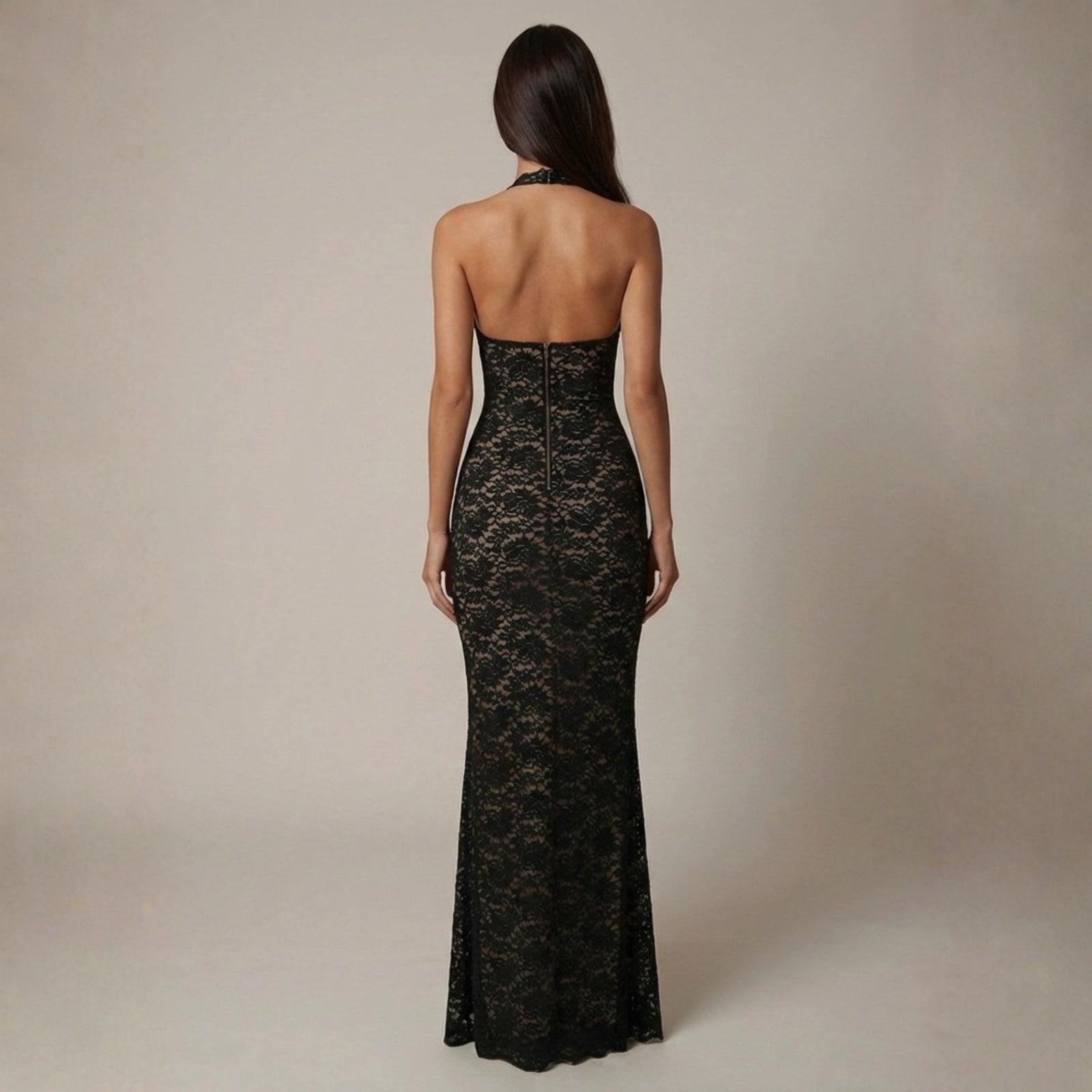 The Santorini Textured Knit Halter Gown