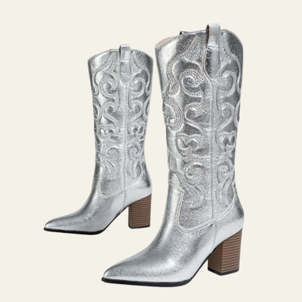 The Dakota Metallic Western Block-Heel Boots
