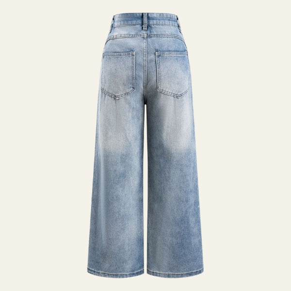 The Milan Distressed Wide-Leg Jeans