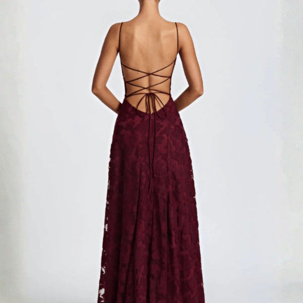 The Helia Lace-Pattern Maxi Dress
