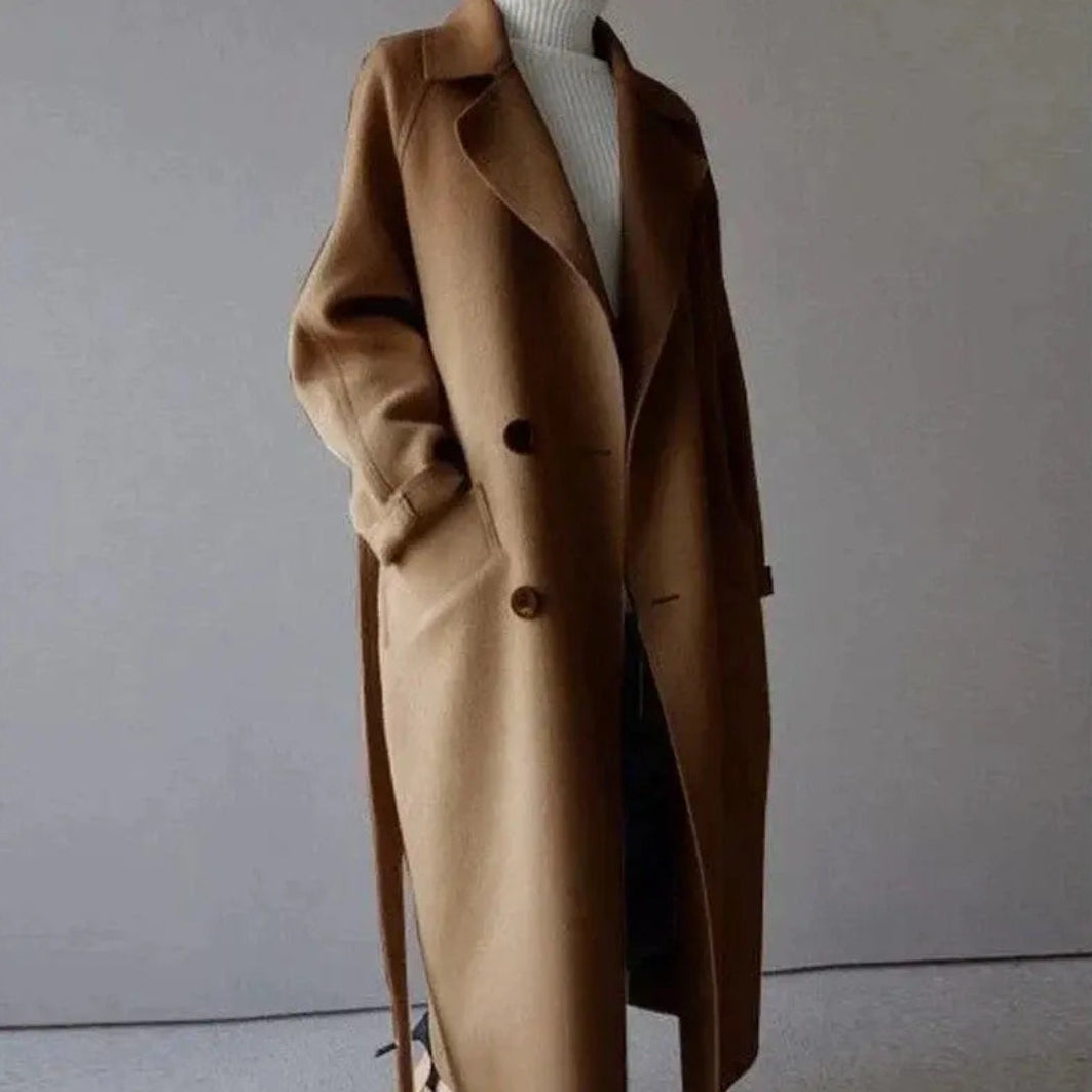 The Milan Soft-Weave Double-Breasted Long Coat