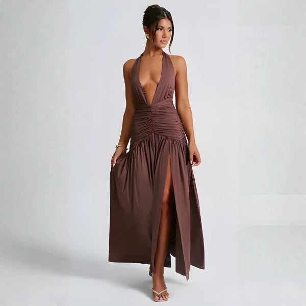 The Valencia Draped Halter Maxi Dress