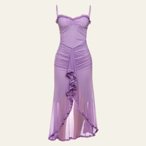 The Santorini Ruffle Ruched Maxi Dress