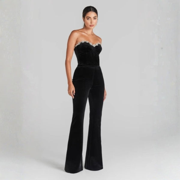 The Monaco Strapless Sweetheart Flared Jumpsuit