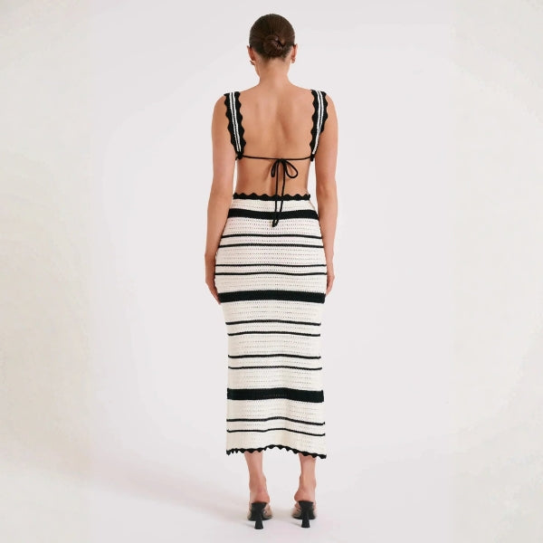 The Nina Striped Crochet Maxi Set