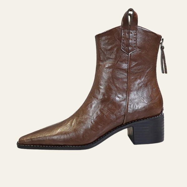 The Dakota Zip-Detail Block Heel Ankle Boots