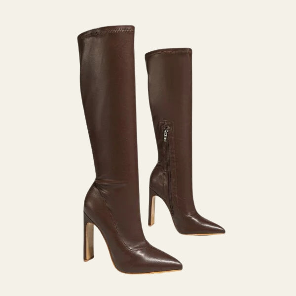 The Celeste Leather High Heel Boot