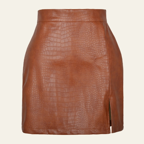 The Soho Croc-Texture Leather Mini Skirt