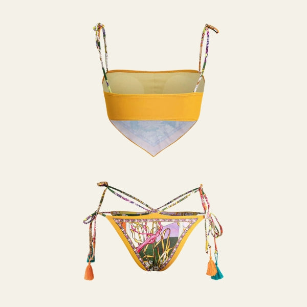 The Maya Scarf-Hem Bikini Set