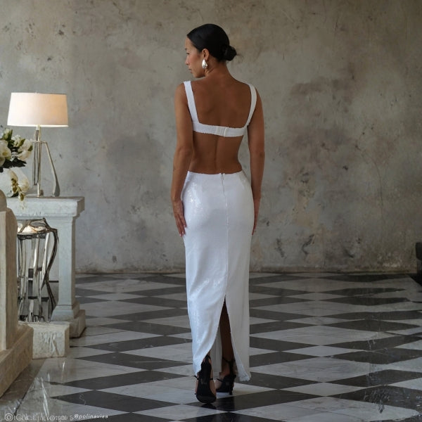 The Capri Cutout-Sequin Maxi Dress