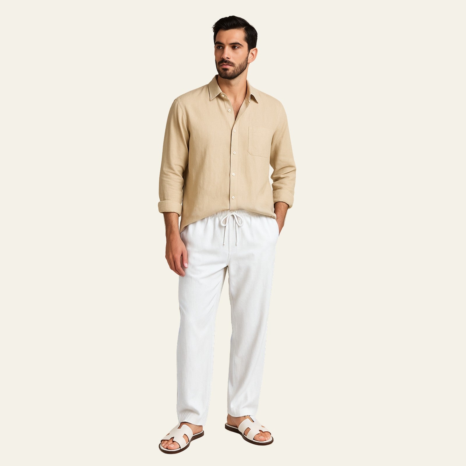 The Atlas Linen Set White