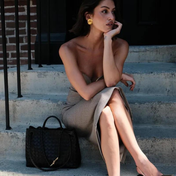 The Vienna Strapless Evening Midi Dress