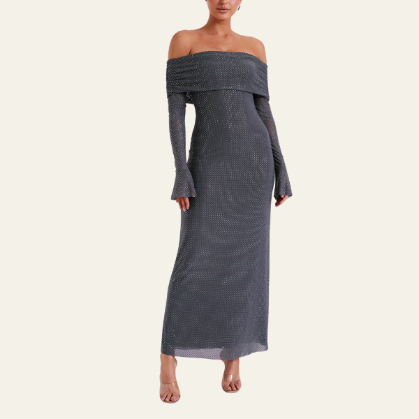 The Lisbon Off-Shoulder Evening Maxi Dress