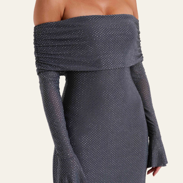 The Lisbon Off-Shoulder Evening Maxi Dress