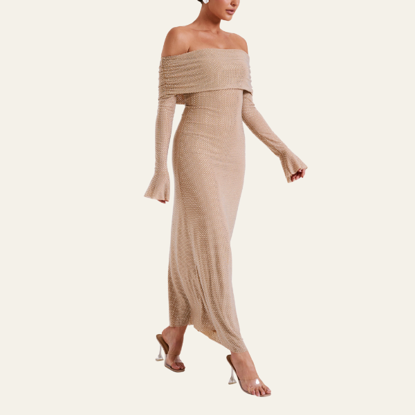 The Lisbon Off-Shoulder Evening Maxi Dress
